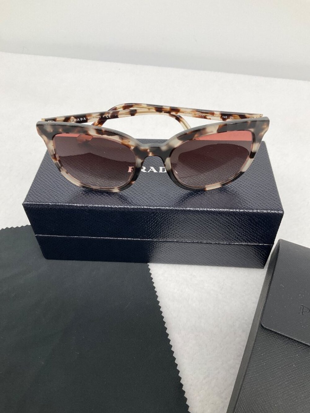 Prada SPR03XS Tortoise Brown/Clear Sunglasses Women's w/ Box - Picture 2 of 12